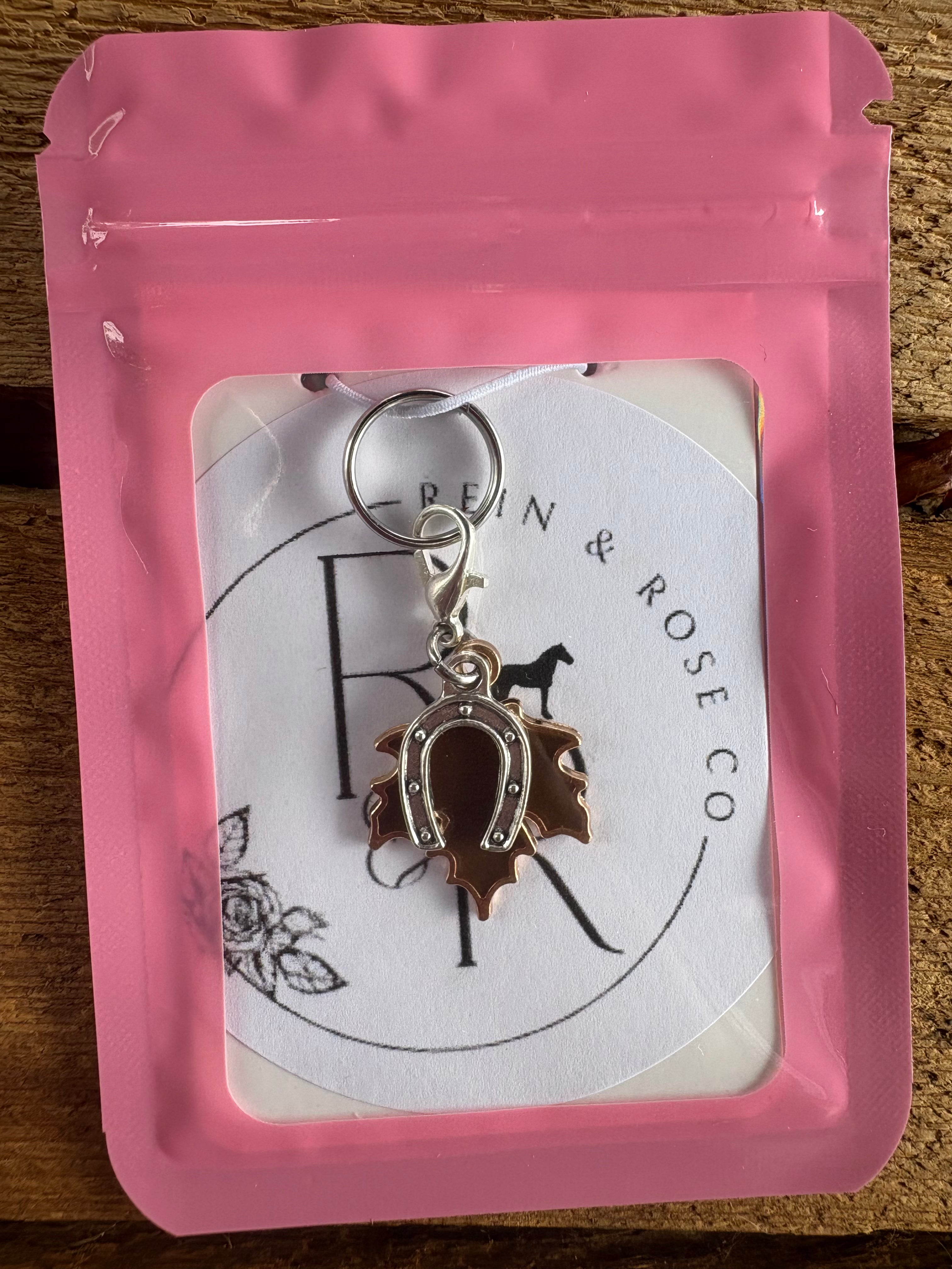 R&R Charm- Maple Leaf & Horse Shoe: Red, Yellow, Orange & Brown