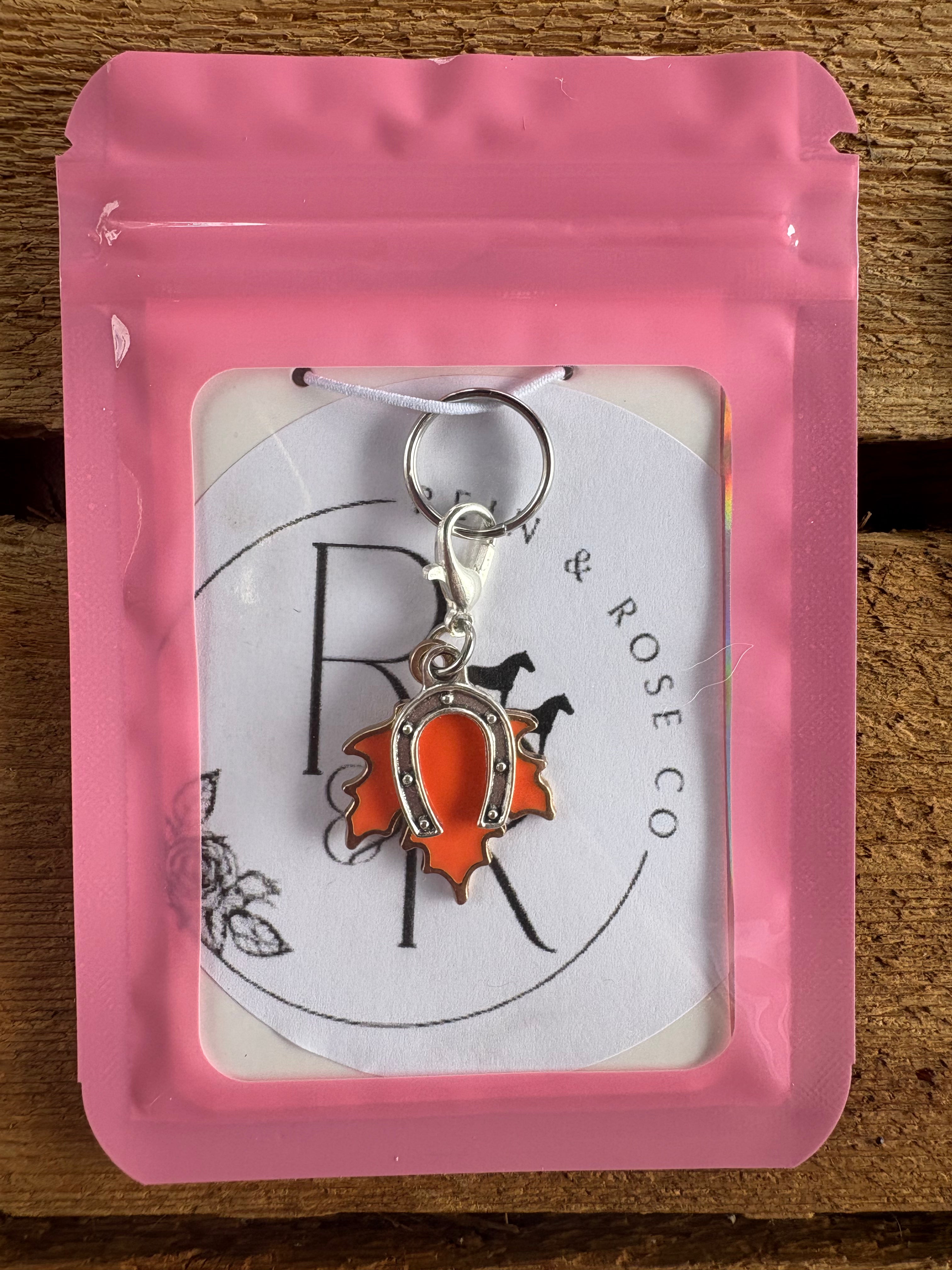 R&R Charm- Maple Leaf & Horse Shoe: Red, Yellow, Orange & Brown
