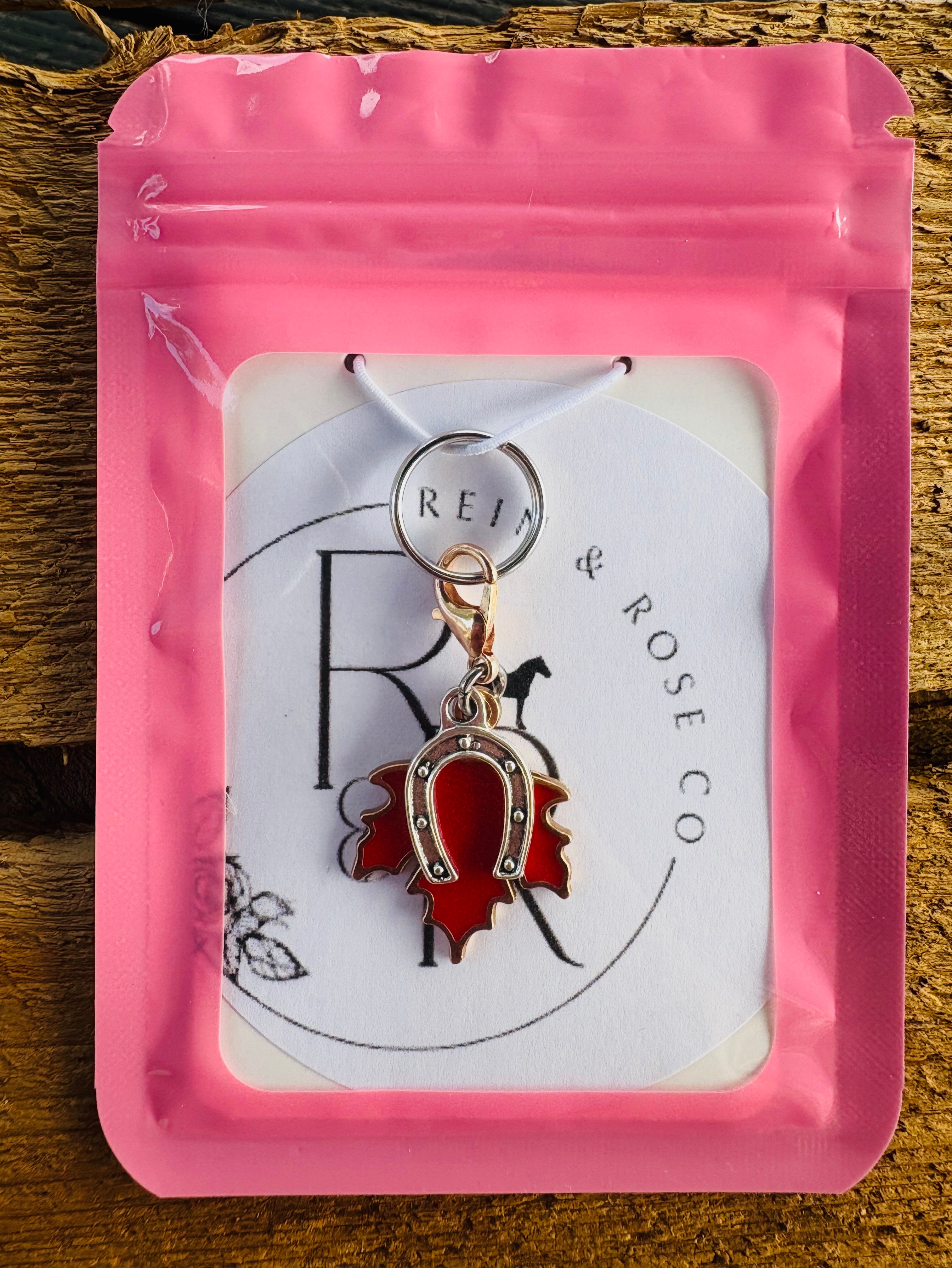 R&R Charm- Maple Leaf & Horse Shoe: Red, Yellow, Orange & Brown