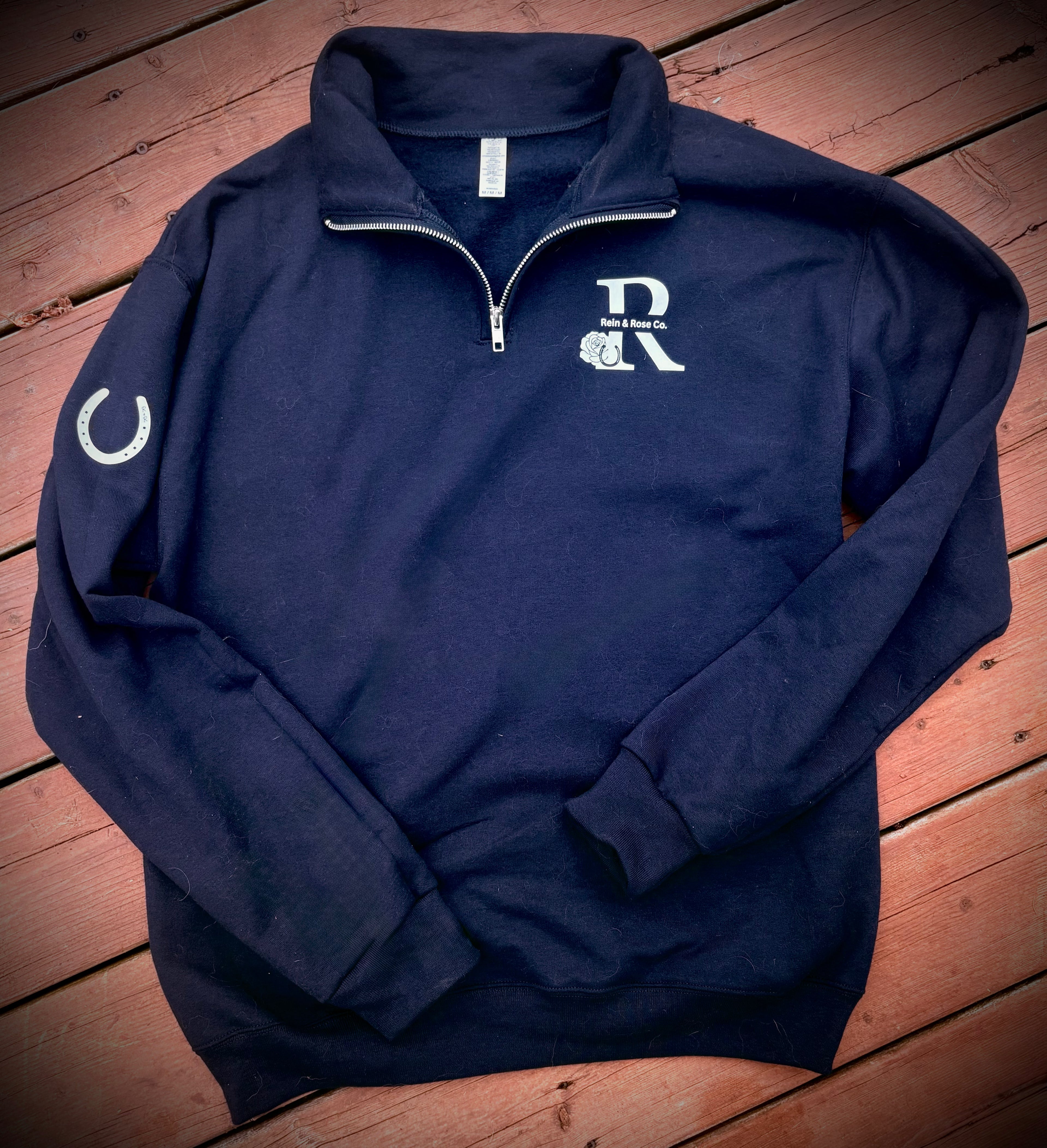 #ridewithreinandrose Sportsmanship Equestrian Quarter Zip Sweater - Navy