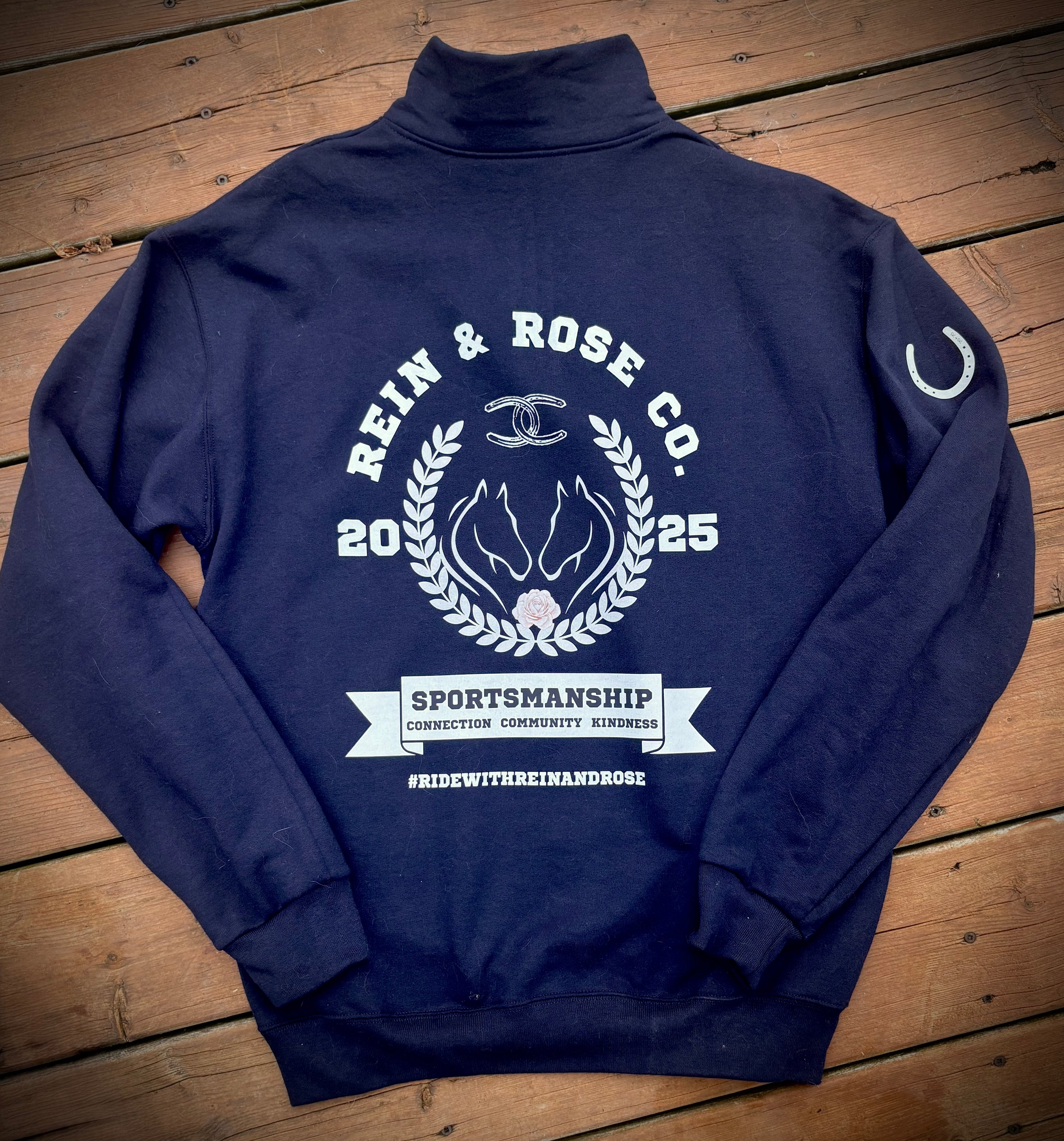 #ridewithreinandrose Sportsmanship Equestrian Quarter Zip Sweater - Navy