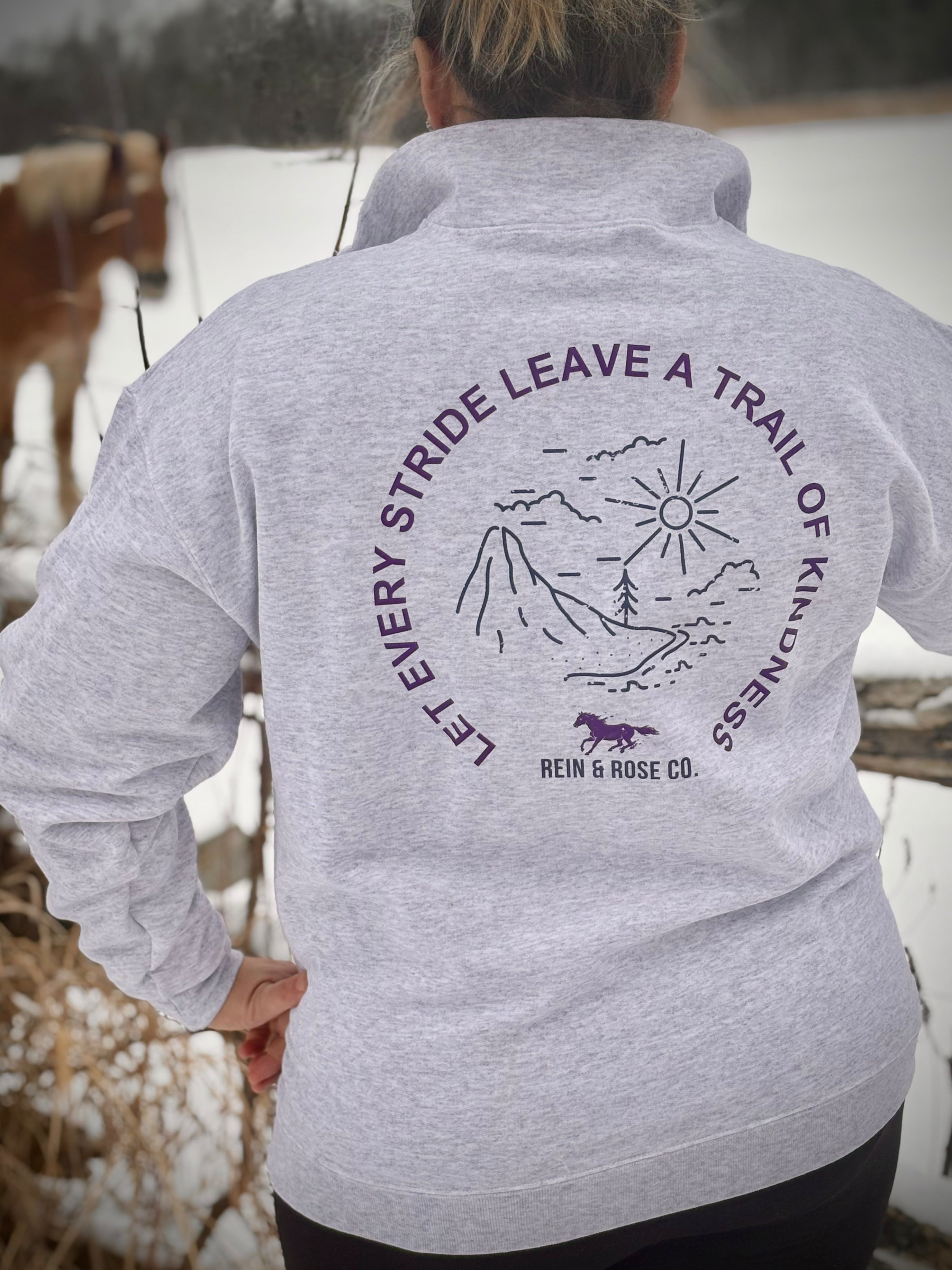 A Trail of Kindness Quarter Zip Equestrian Sweater