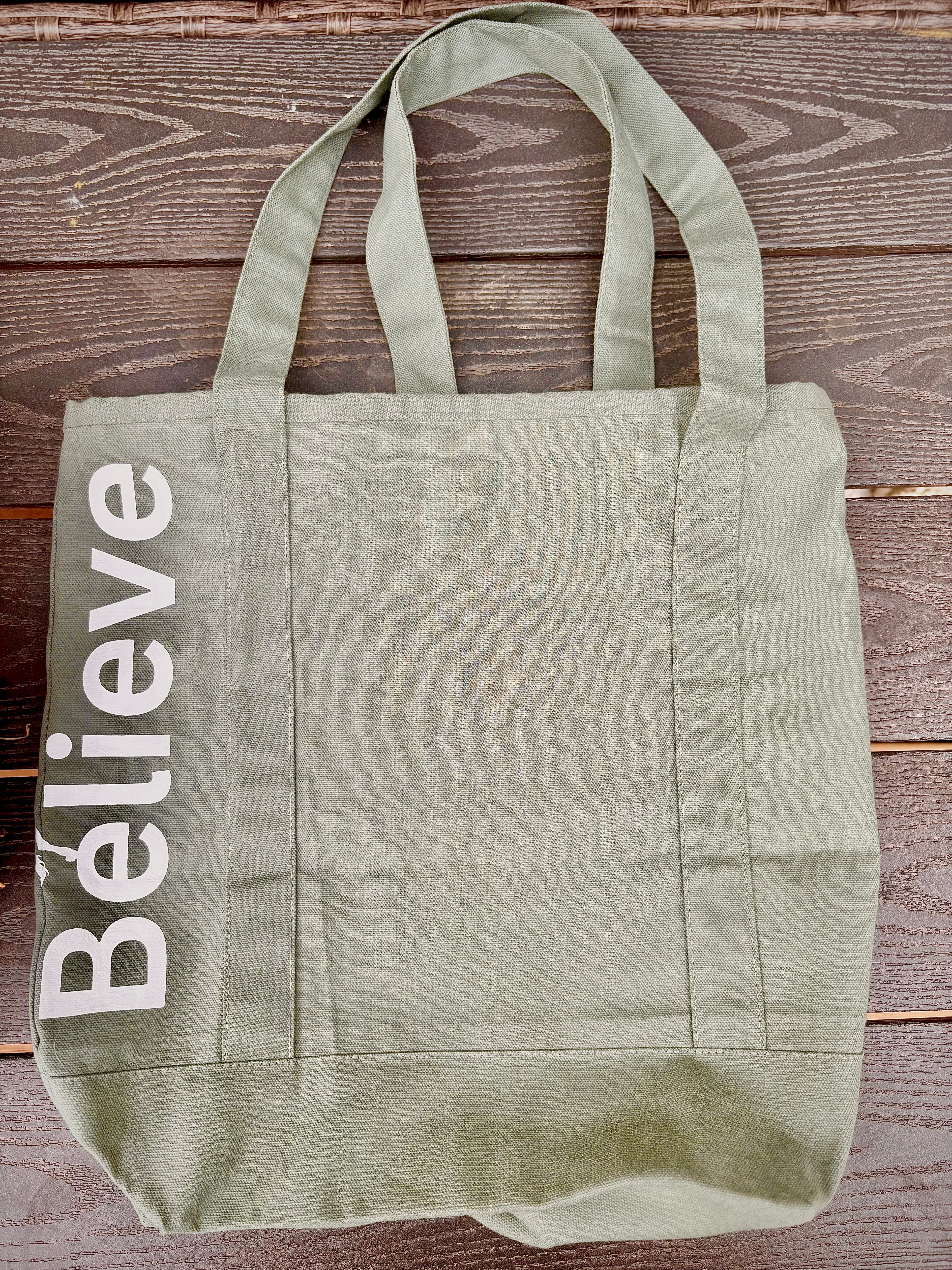 Believe Tote - Sage Green