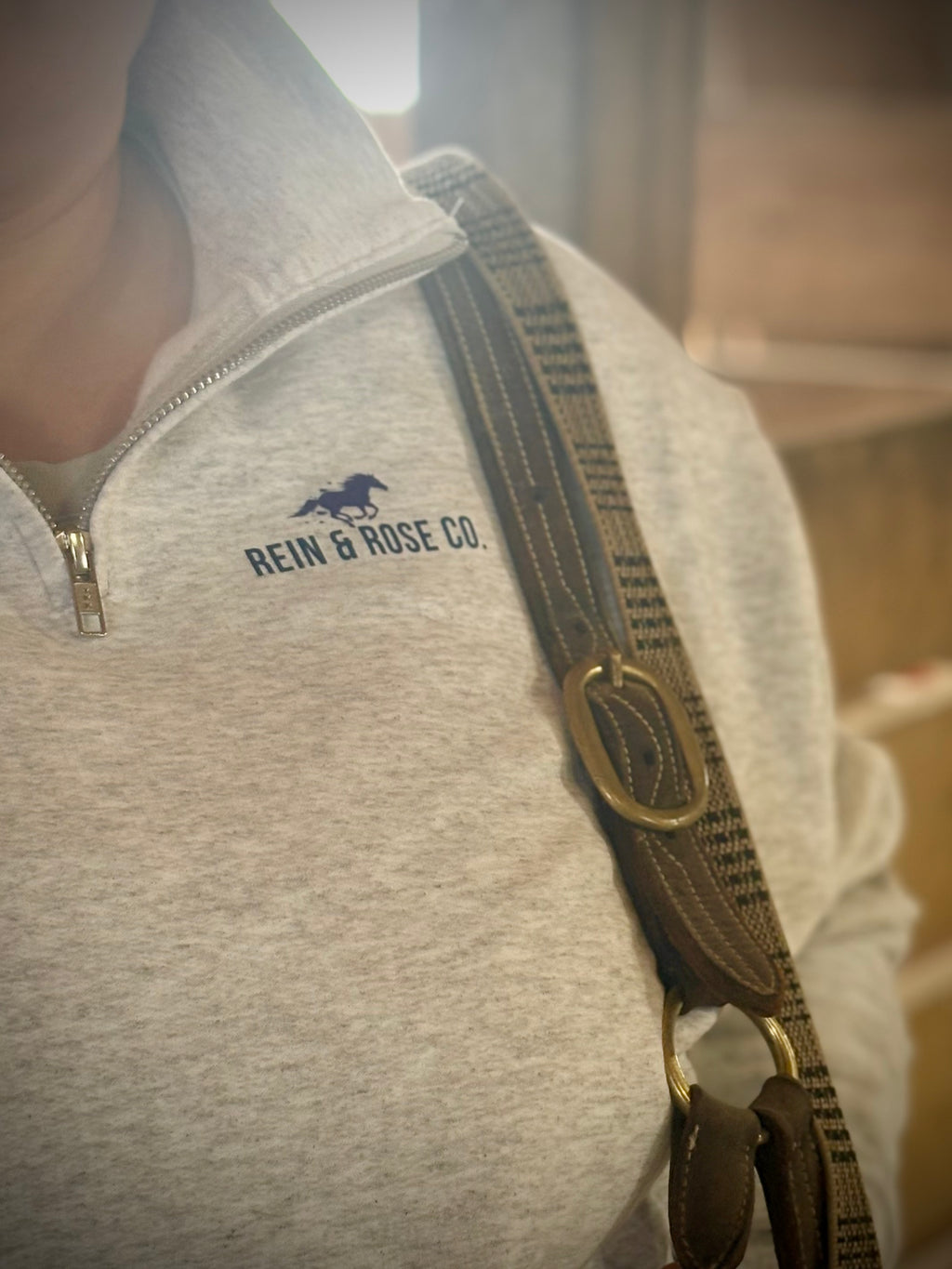 A Trail of Kindness Quarter Zip Equestrian Sweater