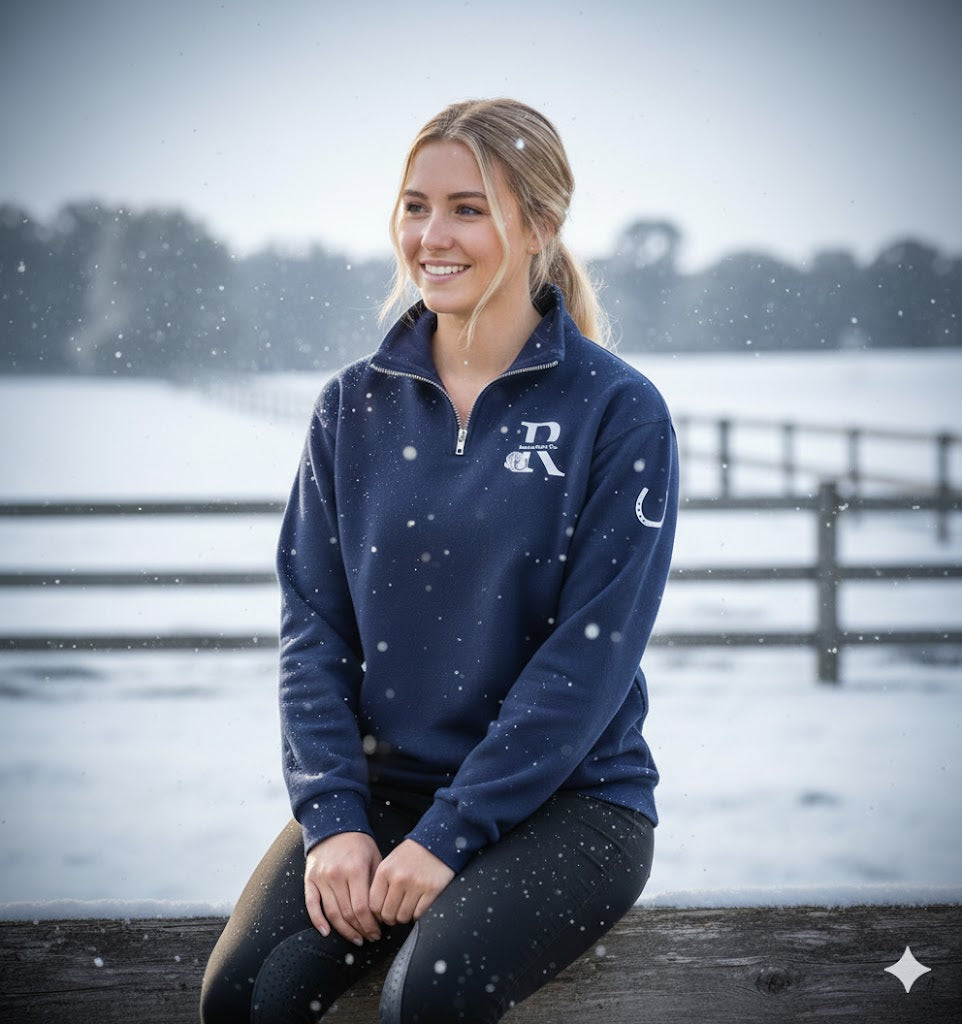 #ridewithreinandrose Sportsmanship Equestrian Quarter Zip Sweater - Navy